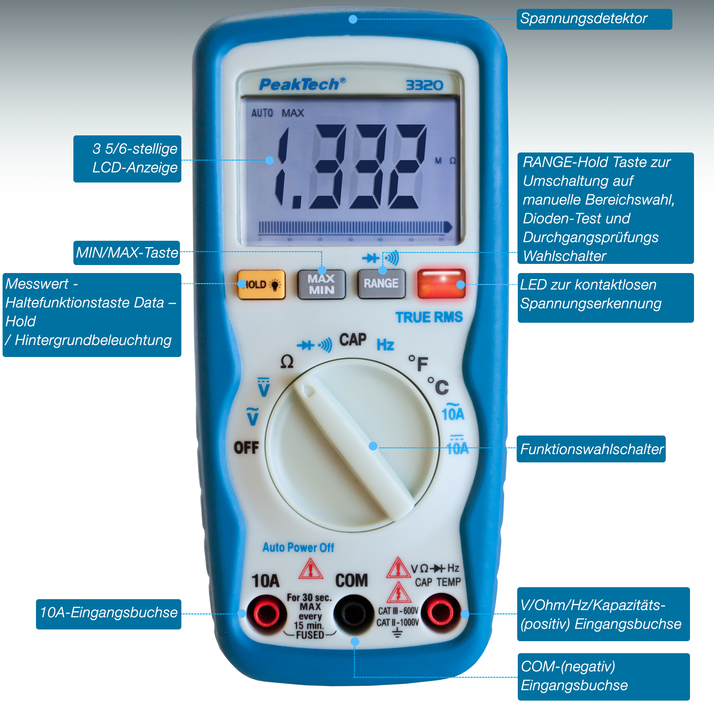 «PeakTech® P 3320» Multimetro digitale, 6.000 conteggi, TrueRMS