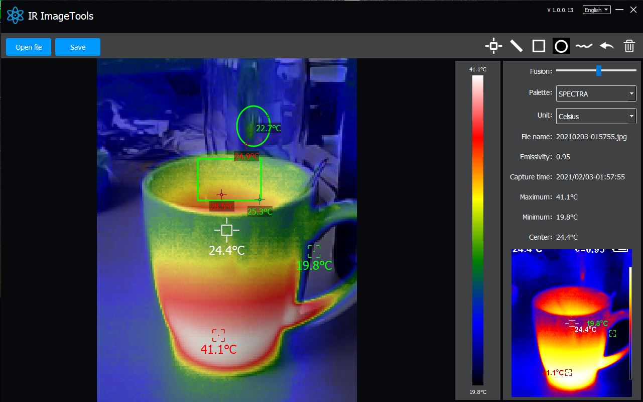 «PeakTech® P 5610 B» Thermal Imaging Camera 220x160px. -20°C ... +400°C