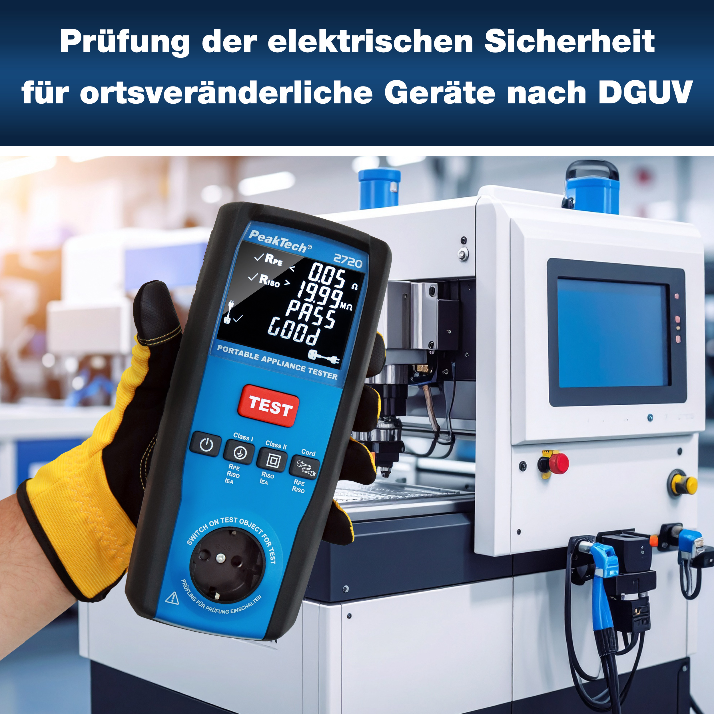 «PeakTech® P 2720» PAT-Tester für ortsveränderliche Geräte 