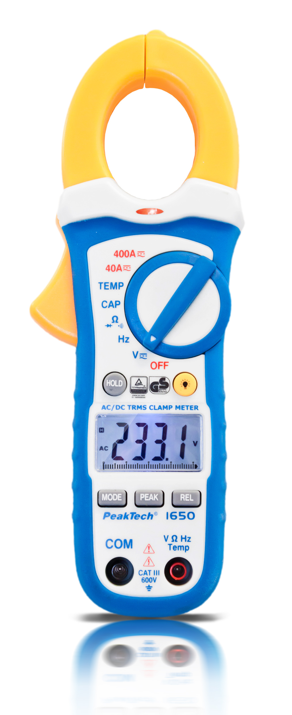 «PeakTech® P 1650» TrueRMS clamp meter 4,000 counts 400 A AC/DC