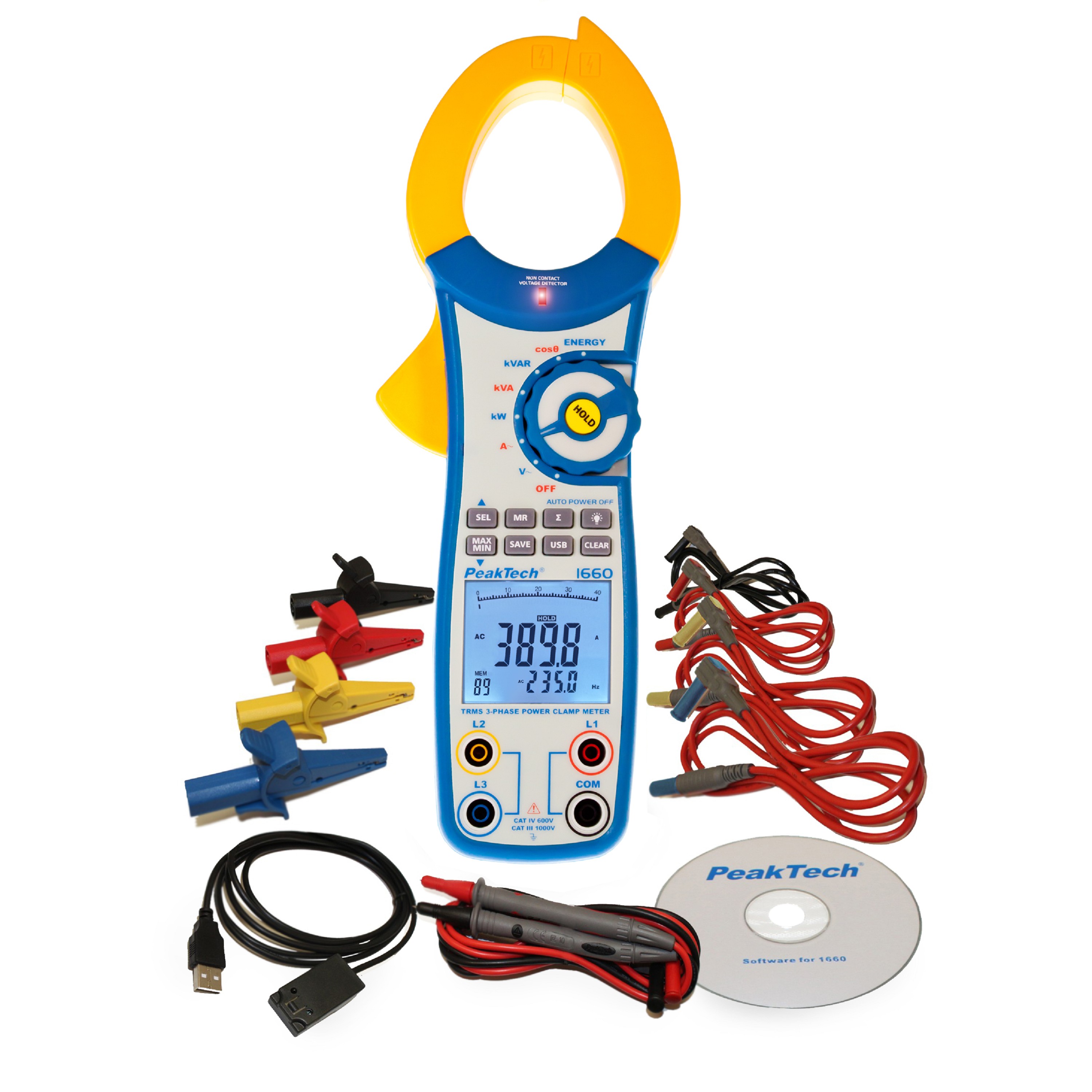 «PeakTech® P 1660» TrueRMS power clamp meter 1000 A AC up to 750 kW