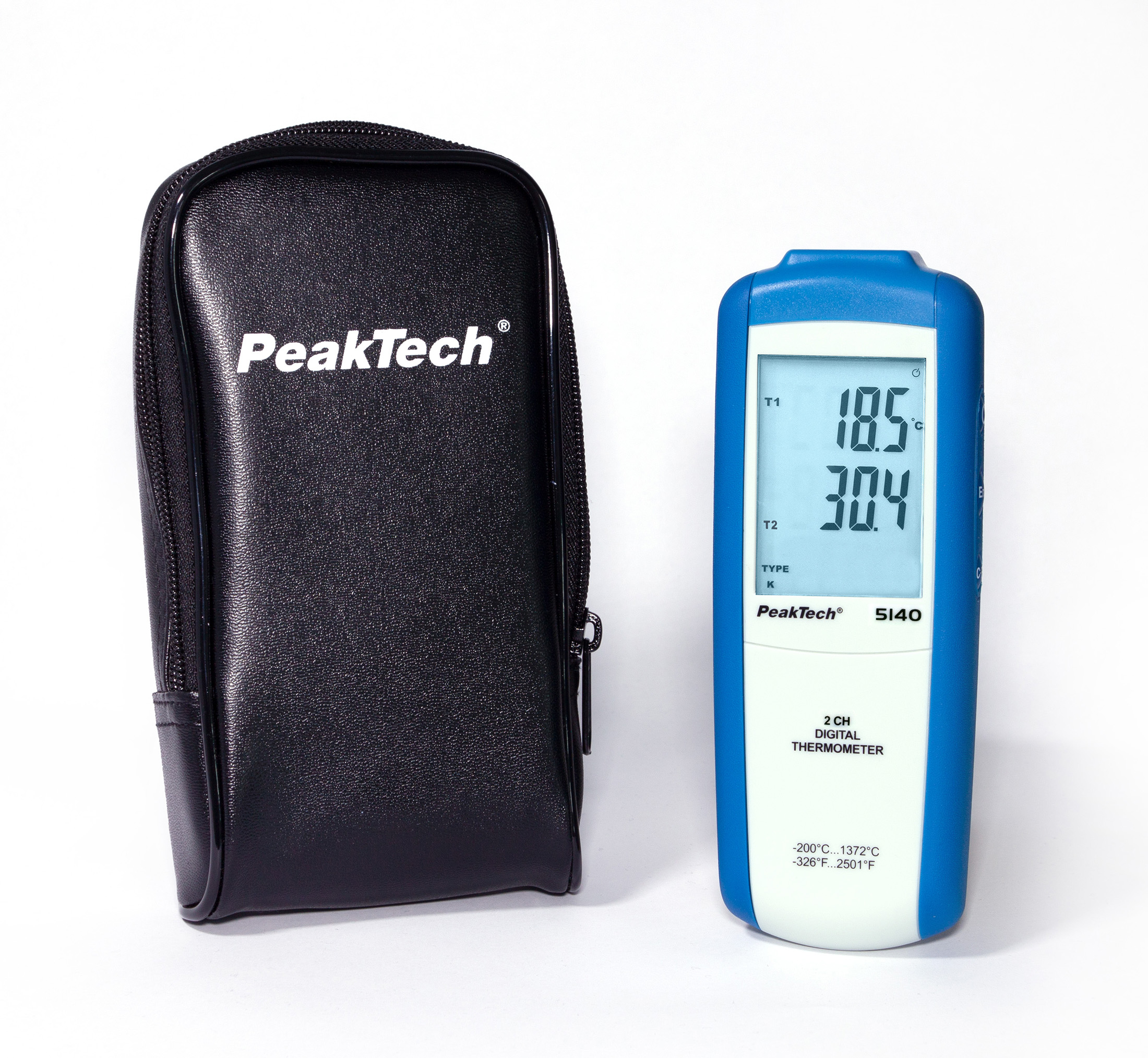 «PeakTech® P 5140» Digital-Thermometer, 2 Kanäle, -200...+1372°C