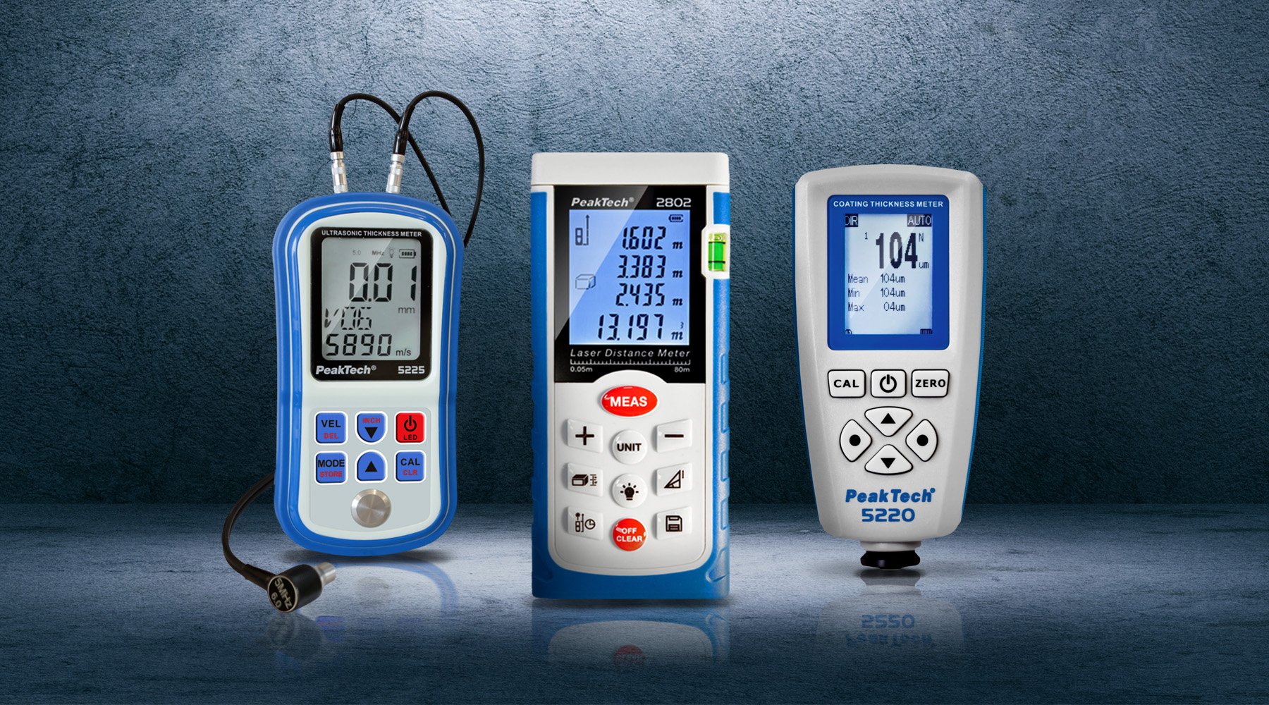 Distance, coating and thickness meters