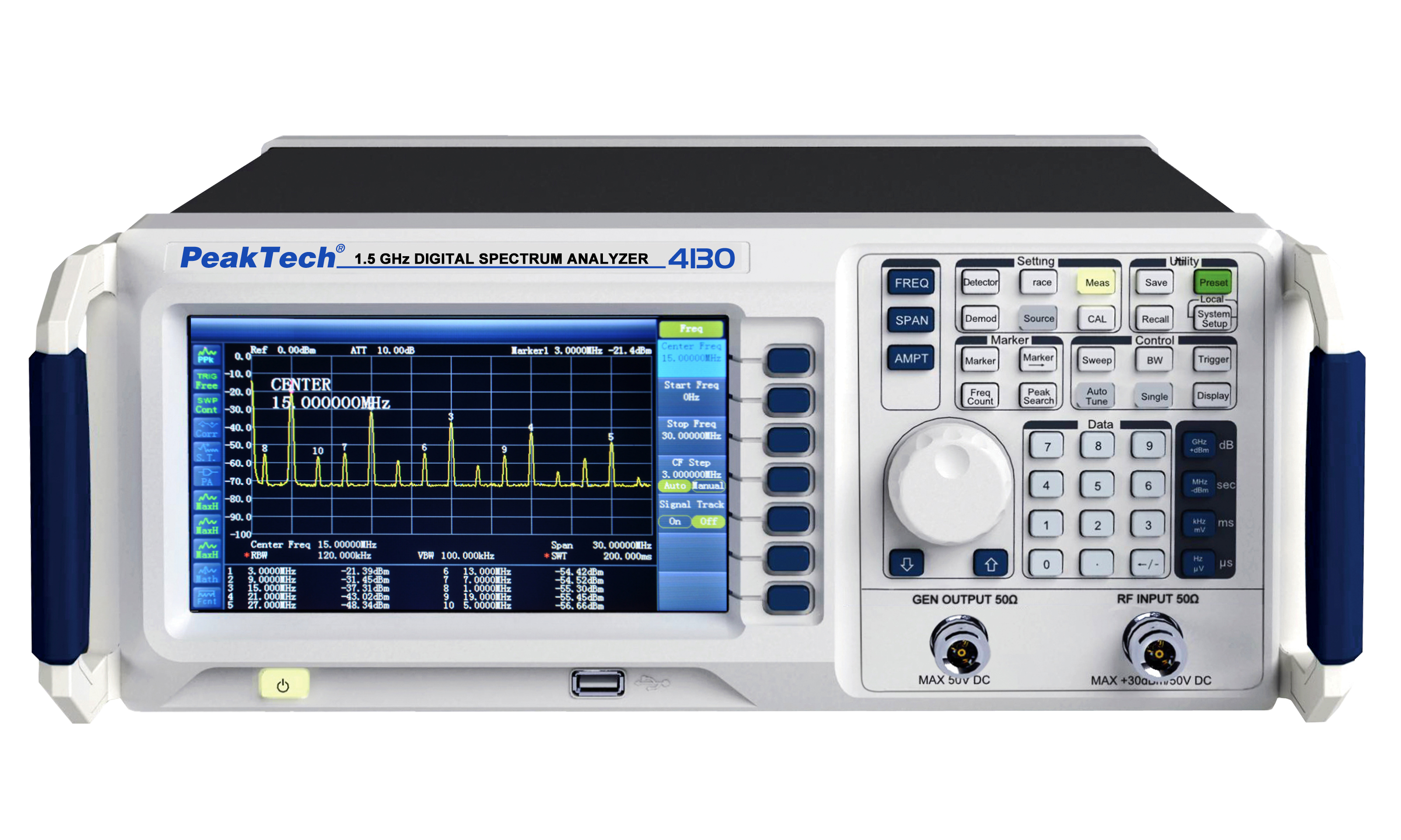 «PeakTech® P 4130» Analizador de Espectro Digital 9 kHz ~ 1,5 GHz