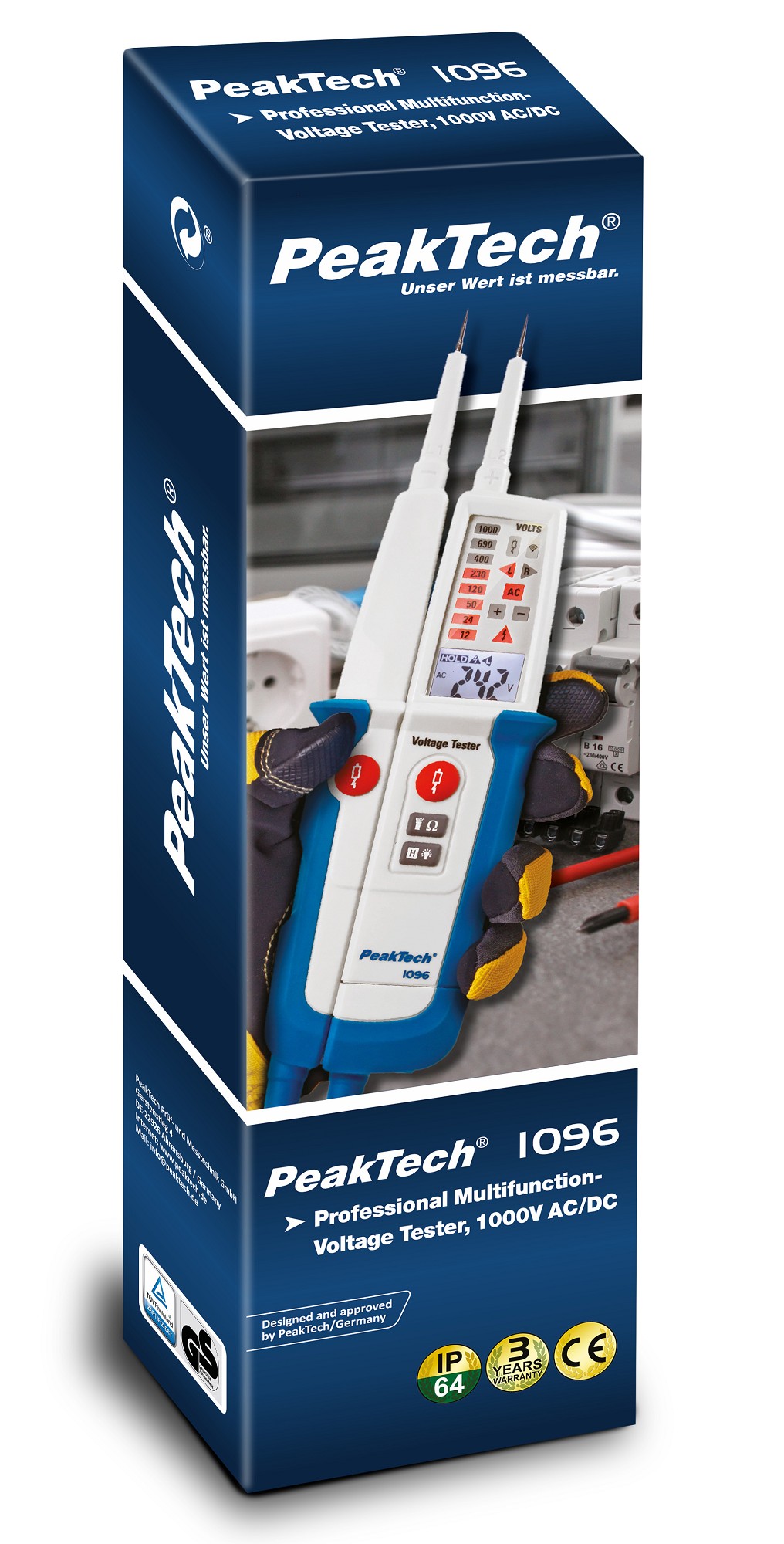 «PeakTech® P 1096» AC/DC voltage tester with RCD-test & dual display