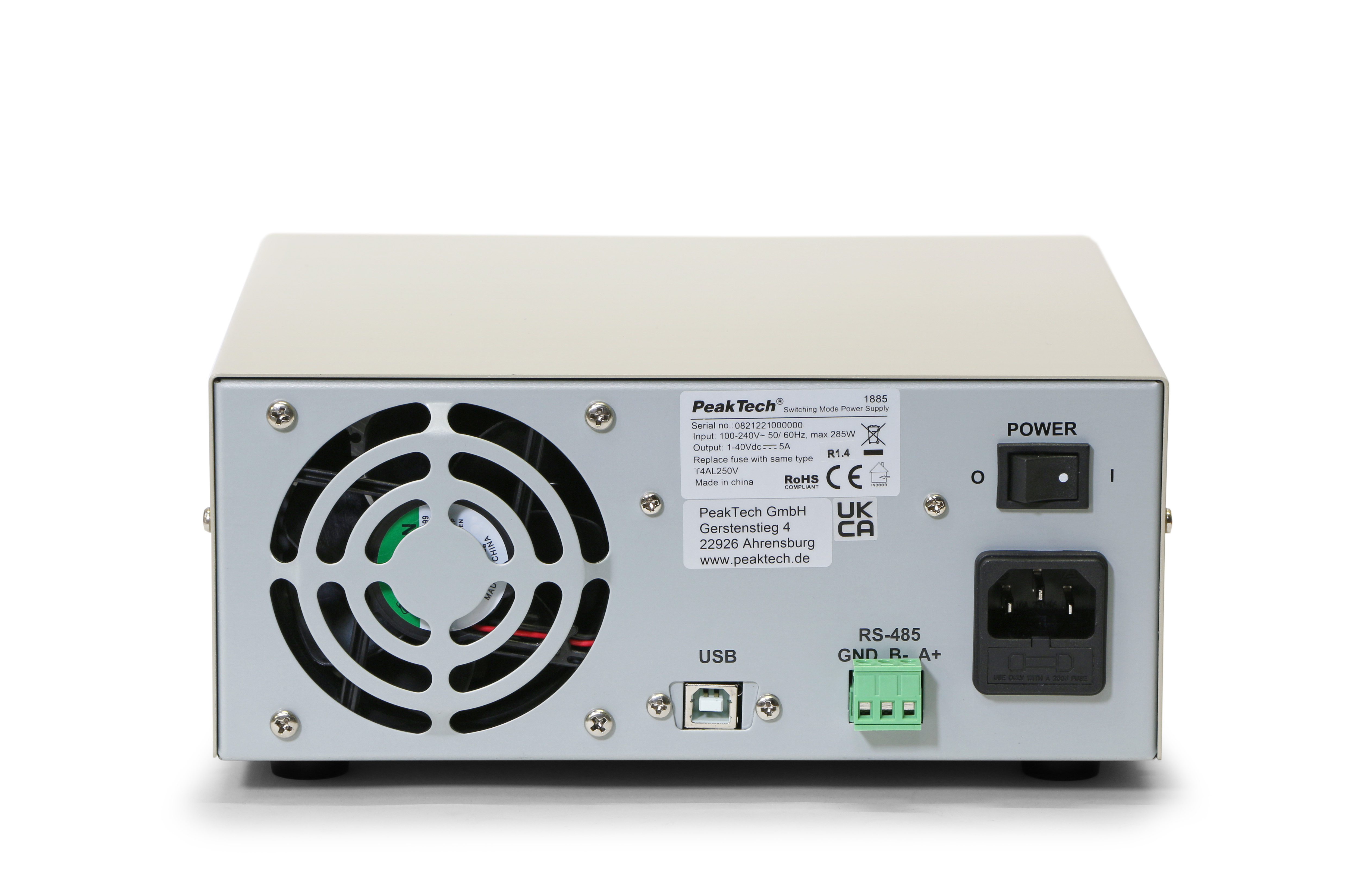 «PeakTech® P 1885» Laboratory power supply DC 1 - 40V / 0 - 5A with USB