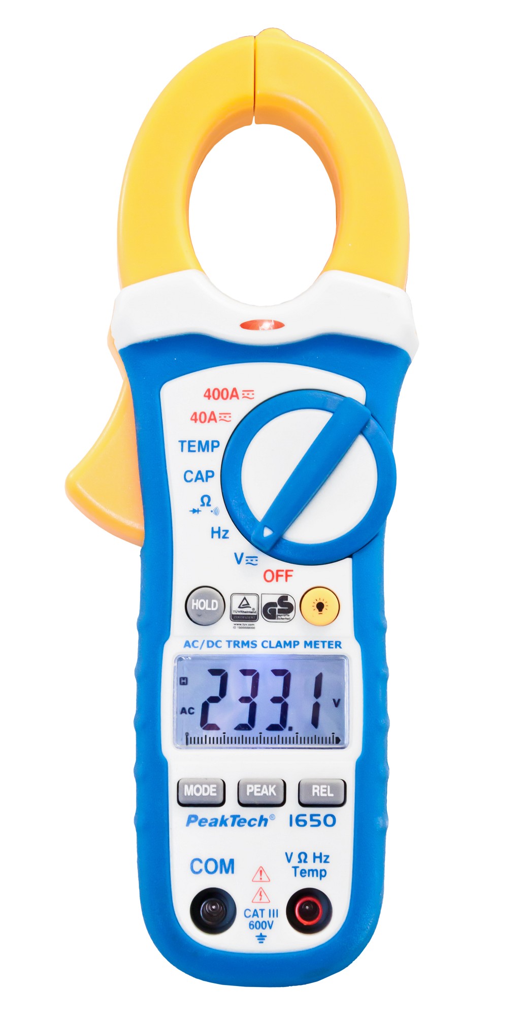 «PeakTech® P 1650» TrueRMS clamp meter 4,000 counts 400 A AC/DC