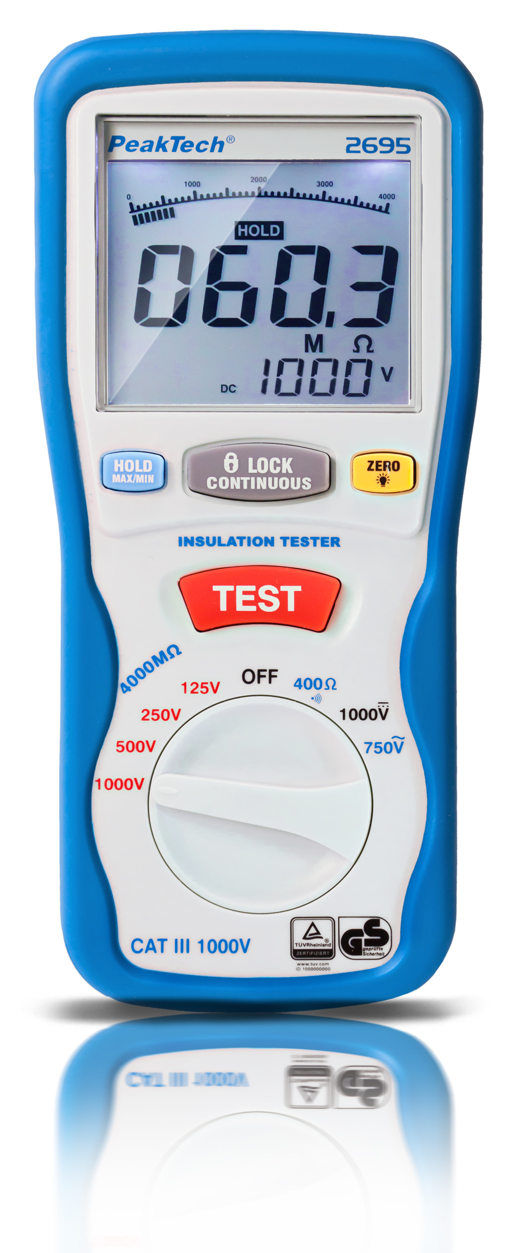 «PeakTech® P 2695» Insulation tester 125/250/500/1000 V /4000 MΩ