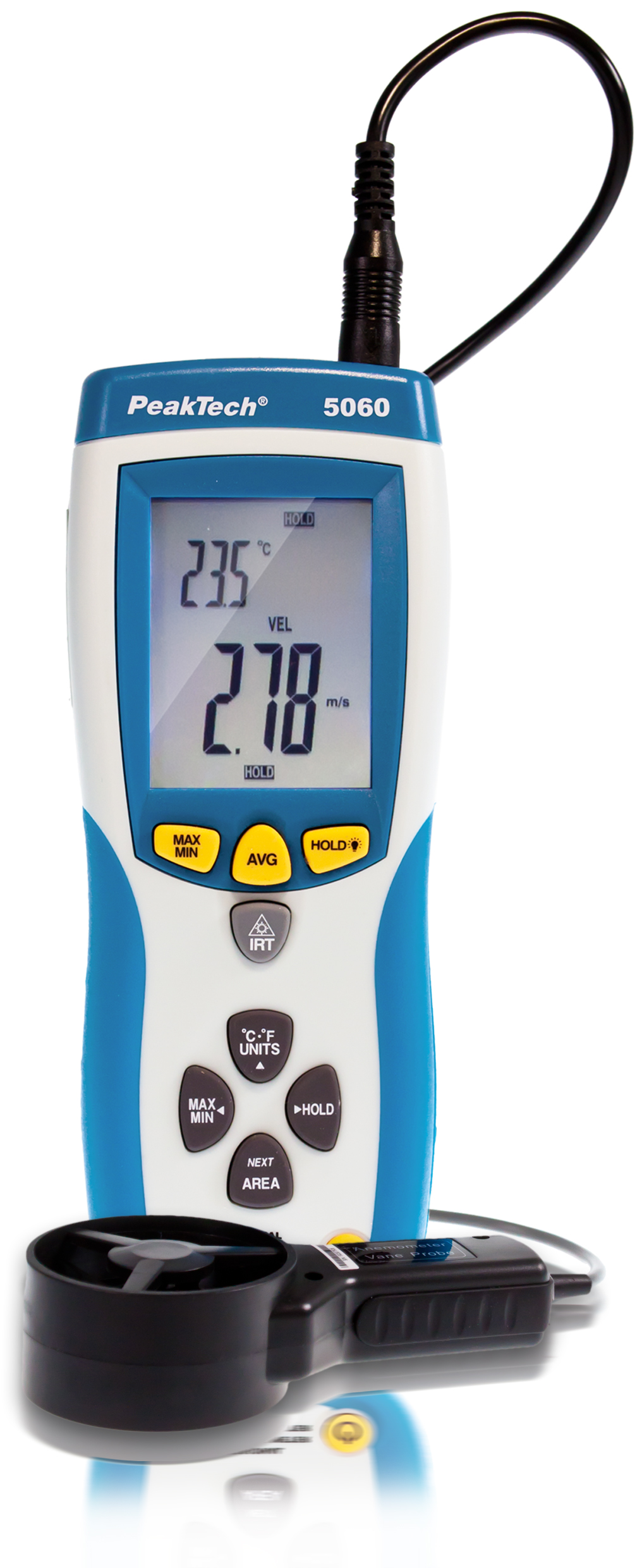 «PeakTech® P 5060» vane anemometer & IR thermometer ~ -50 ... + 500 ° C ~ with USB interface
