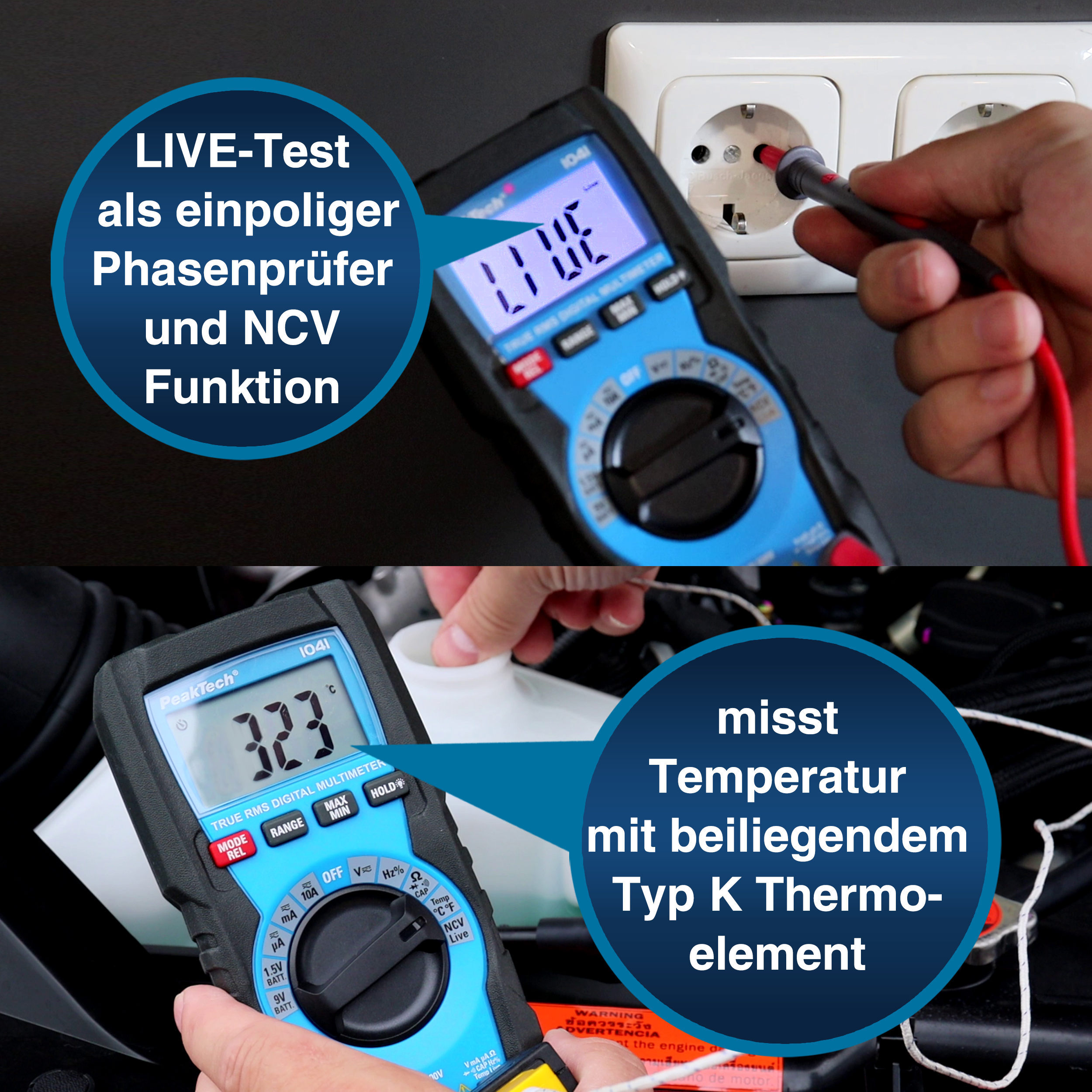 «PeakTech® P 1041» Multimètre TrueRMS 4000 compteur gamme automatique