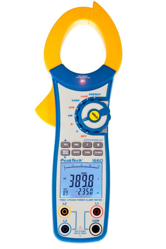 «PeakTech® P 1660» TrueRMS power clamp meter 1000 A AC up to 750 kW P